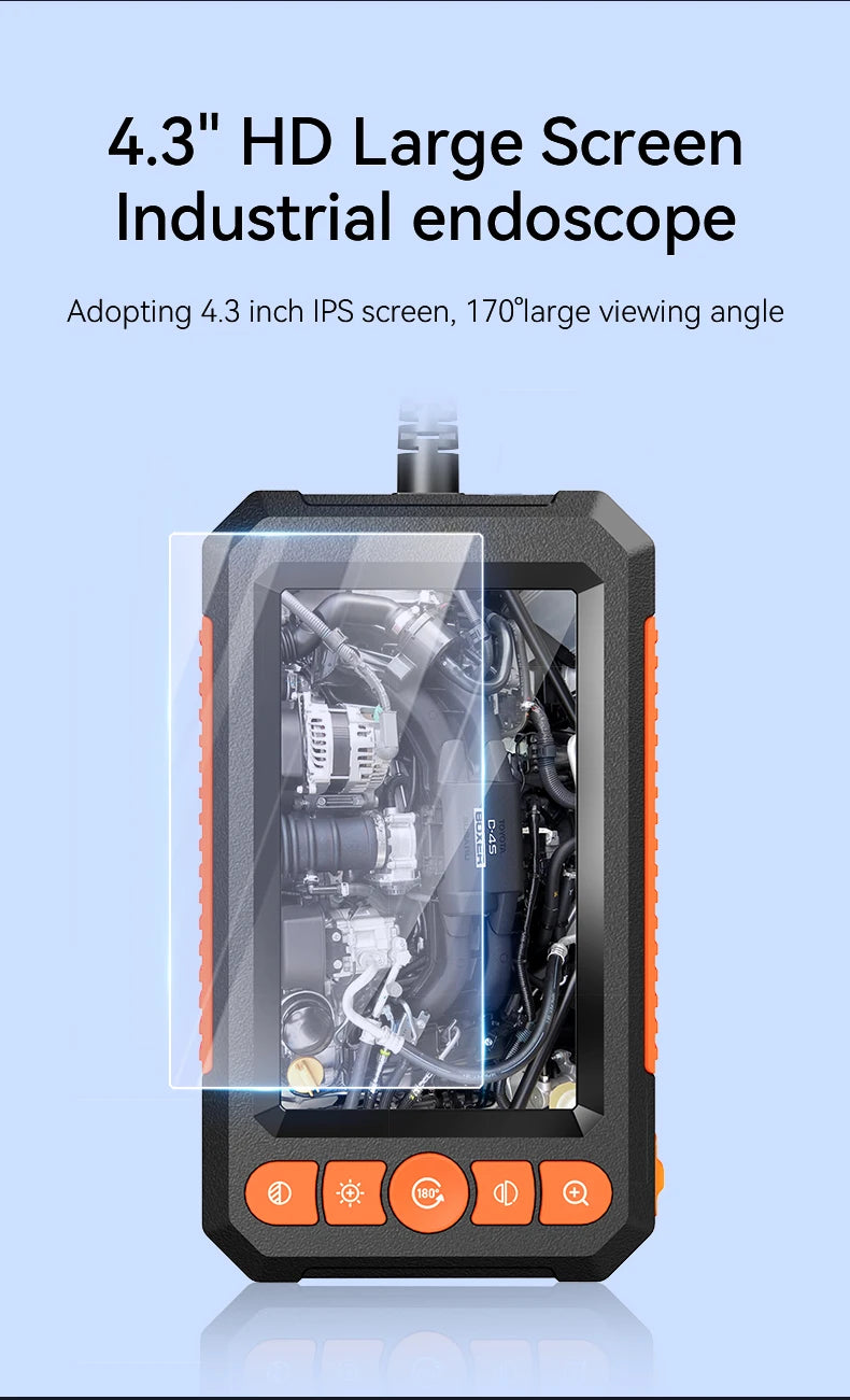 4.3 "Single&Dual Lens Industrial Endoscope Camera HD1080P Car Inspection Borescope IP67 Waterproof Sewer Camera With 8LEDs Hard