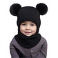 Kids Yarn Knit Balaclava Cap Autumn Winter Pullover Ear Protection Double Ball One-piece Baby Christmas Gift Hat