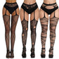 3 Pcs Pantyhose Fishnet Sexy Thigh-High Stockings Suspender Stockings for Women Garter Belt Stockings Hollow Out Pattern Tights
