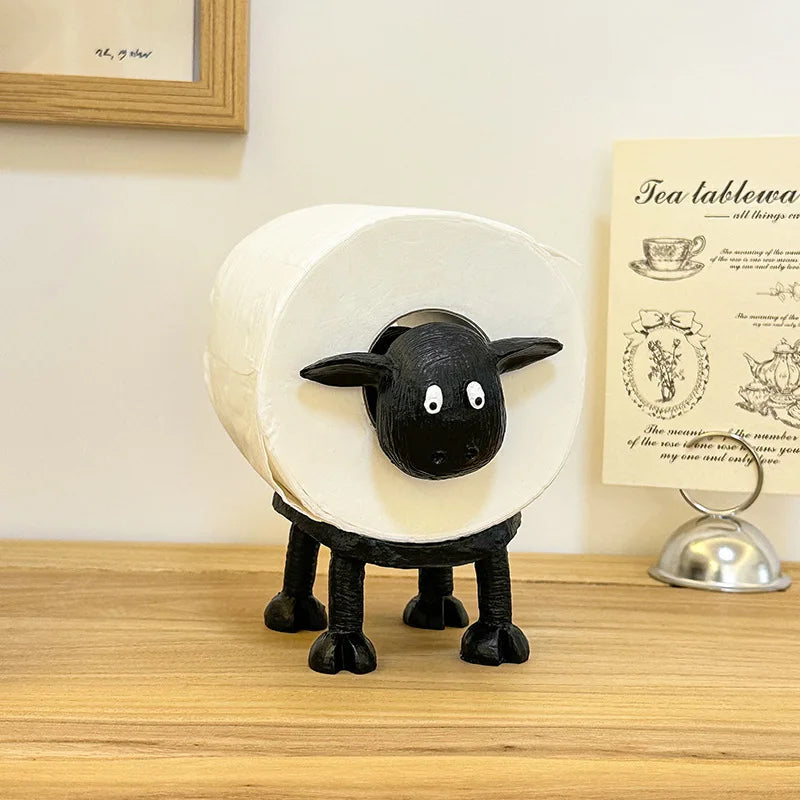 2PCS Pack Adorable Animal-Shaped Toilet Paper Holder: Resin Material, Suitable for Bathroom Decoration