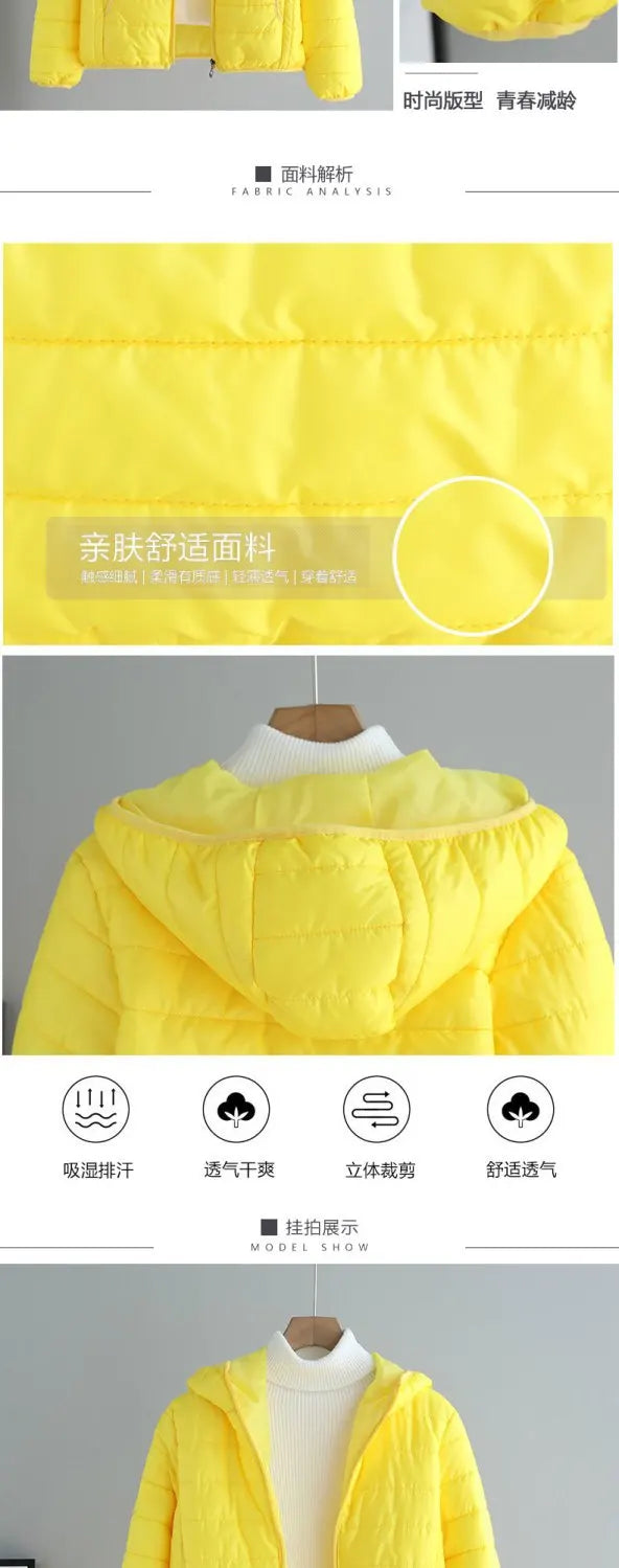 Lightweight Cotton-Padded Jacket For Women 2025 New Winter Cotton Coat Thin Loose Short Women Hooded Parkas Coat Women Outwear
