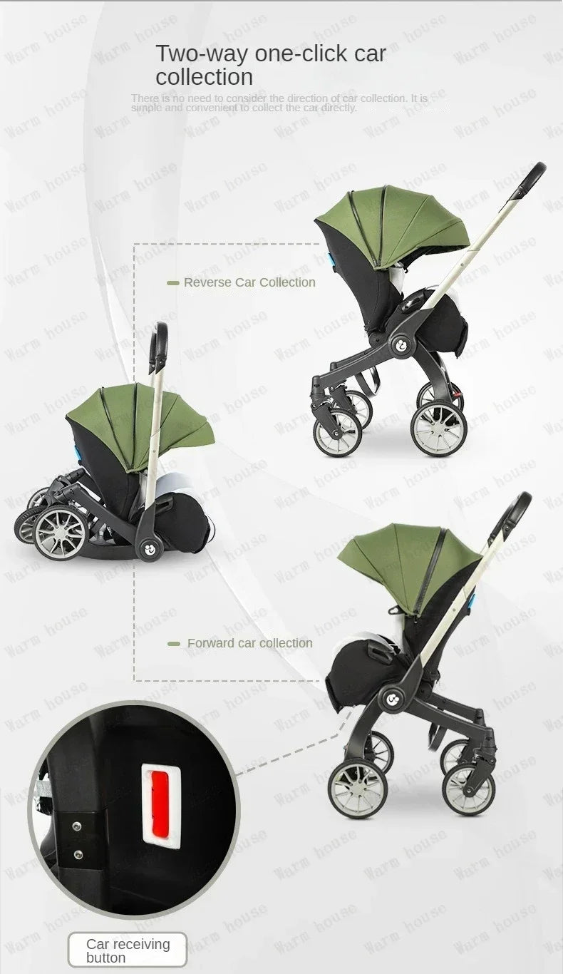 2025 New Baby Stroller 4in1 Multifunctional Newborn Baby Stroller 3in1 Foldable Basket Type Seat Lightweight Travel Pram