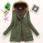 Korean Style Thickened Long Cotton Jacket Women's Winter Coat with Fleece Lining And Fur Collar Slim Fit plus Size Top