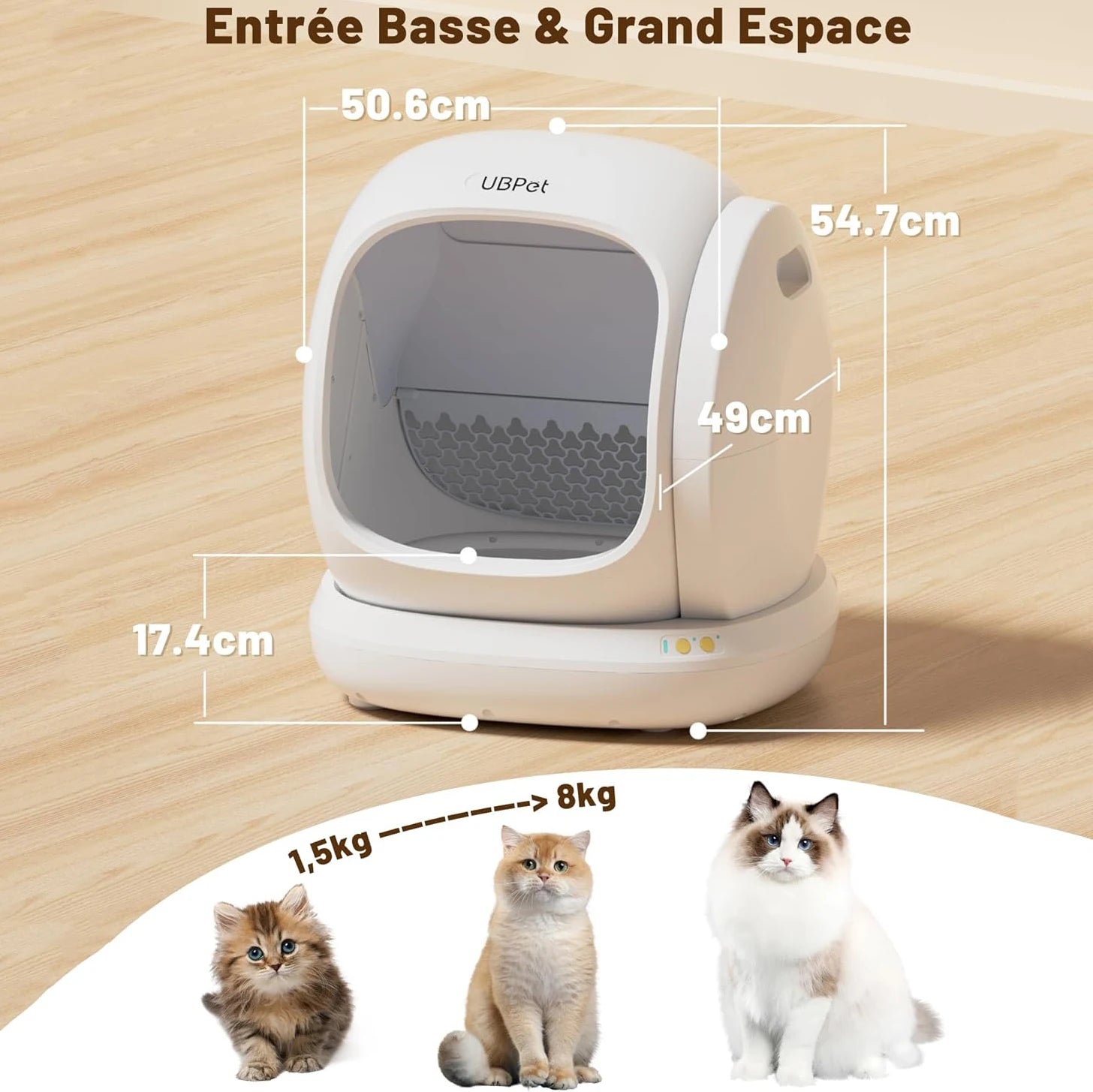 UBPet C20 75L cat automatic litter tray, super large capacity, anti-pincer, bathroom for cat