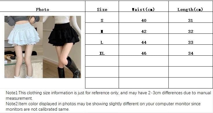 Mini Skirt Cute Sexy Balletcore Elastic High Waist Ball Gown Ruffle Patchwork Lolita Skirt Short Korean Sweet Y2K Women Clothing