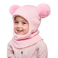 Kids Yarn Knit Balaclava Cap Autumn Winter Pullover Ear Protection Double Ball One-piece Baby Christmas Gift Hat