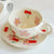 1Pcs Creative Ceramic Hand-painted Coffee Cups and Saucers Cute Home Breakfast Cups Dessert Dish Afternoon Tea Cup Drinkware