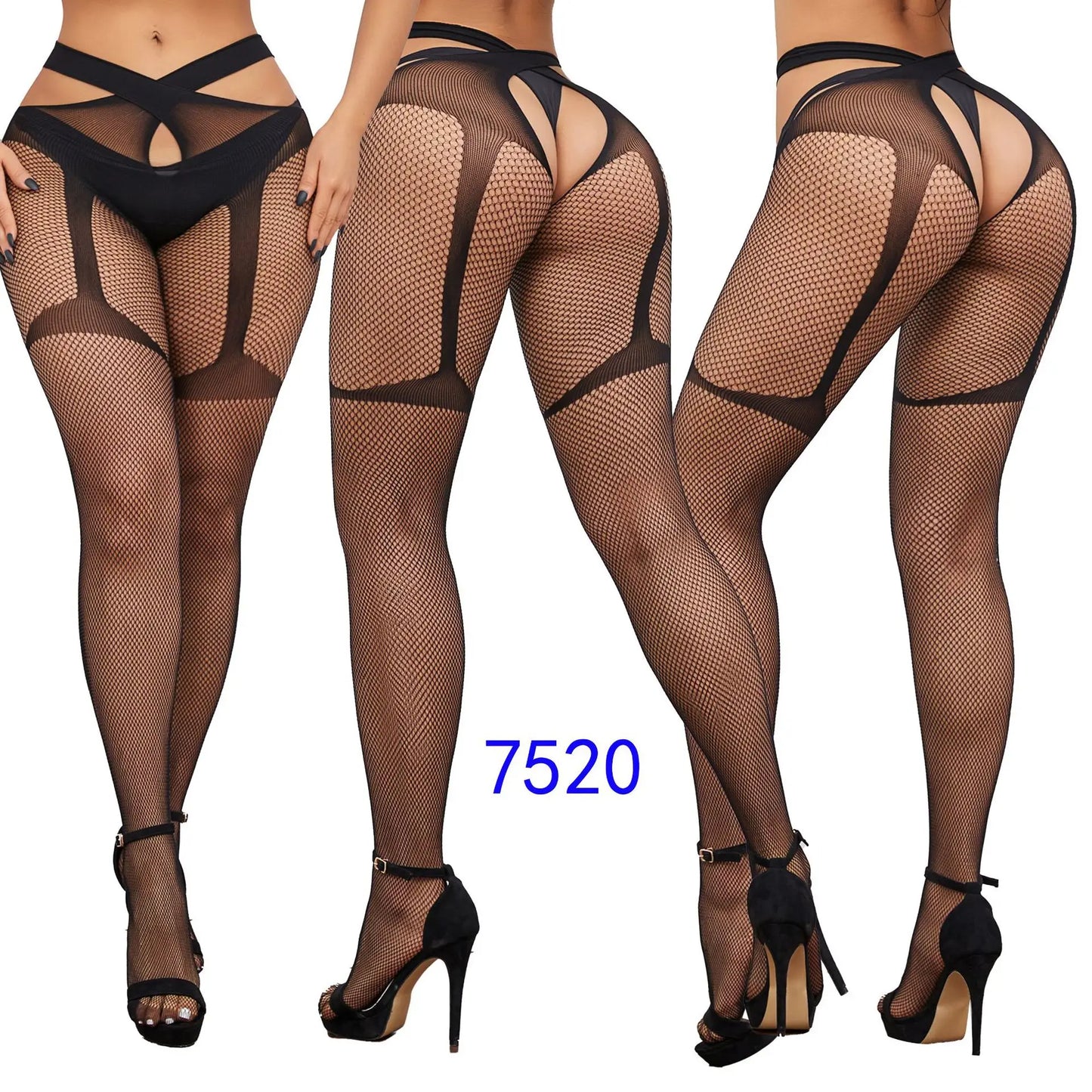 Women Sexy Suspender Stockings Open Crotch Pantyhose Fishnet Tights Hot Fashion Night Party Mesh Net Leggings Garters Hosiery