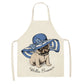 Cute Dog Pug Pattern Cotton Linen Sleeveless Chef Apron Kitchen Aprons Women Home Cooking Baking Waist Bib Pinafore 55x68cm