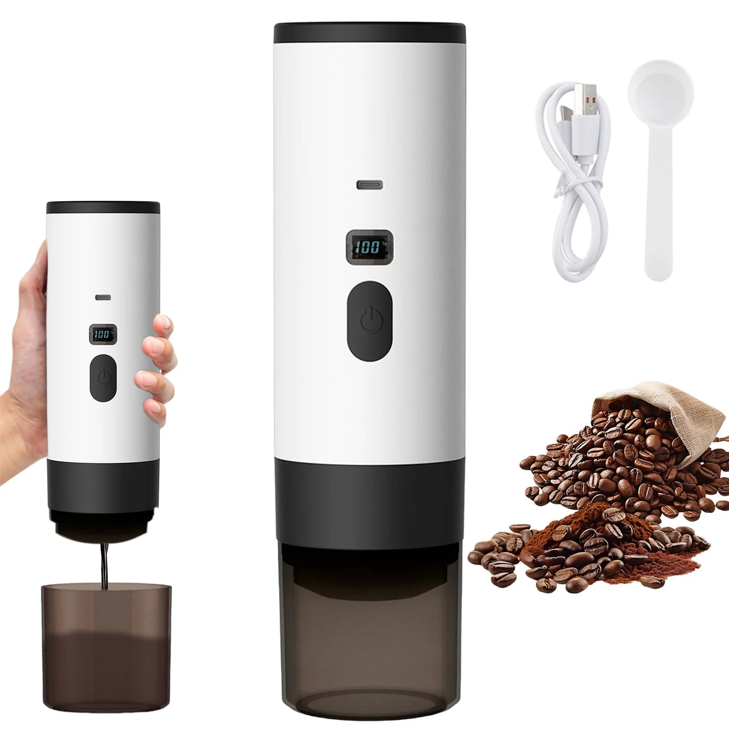 Portable Electric Capsule Coffee Maker Espresso Pot Cordless Heating Pump Press Coffee Maker Travel and Car 3 in 1 Coffee Pot