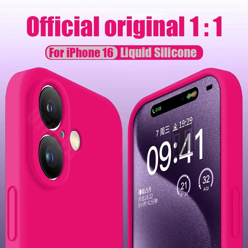 New 17 Series Official Silicone Soft Case for iPhone 17 Air 16 15 14 13 12 11 Pro Max Plus Solid Color Protect Shockproof Cover