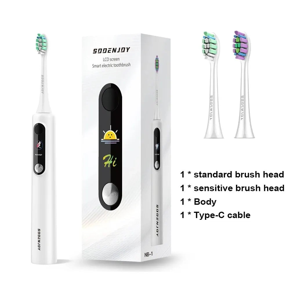 SOOENJOY Smart LCD Screen Sonic Electric Toothbrush NB-1 DIY Mode Cleaner Adult Automatic IPX7 Waterproof Teethbrush