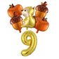 6Pcs Autumn Forest Animals Kids Birthday Party Decoration Squirrel Pine Cone Foil Balloon With 0-9 Number Ball Thanksgiving Gift