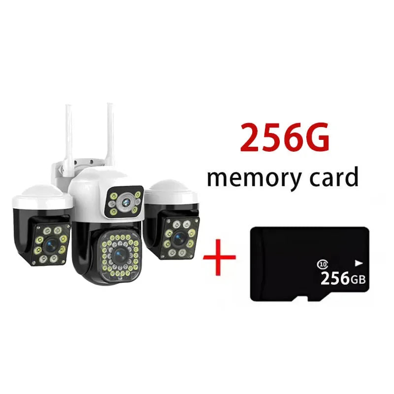 15MP 8K WiFi IP Camera 3 Lens 3 Screens Surveillance PTZ Camera IP Outdoor Waterproof  Auto Tracking  Security CCTV Cam YOOSEE