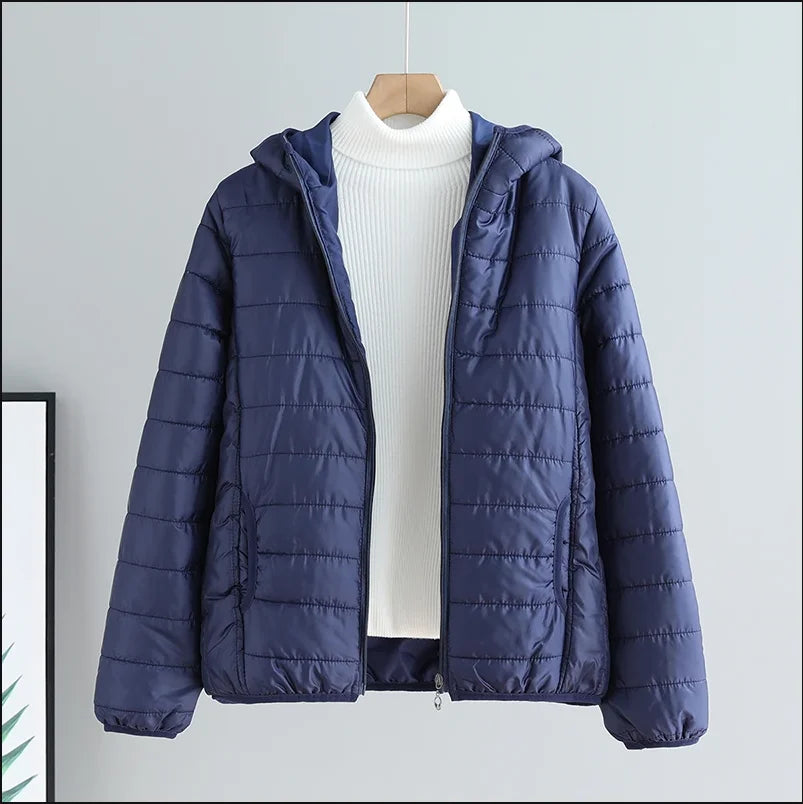 Lightweight Cotton-Padded Jacket For Women 2025 New Winter Cotton Coat Thin Loose Short Women Hooded Parkas Coat Women Outwear