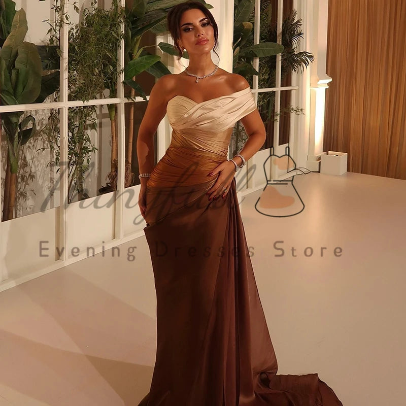 Thinyfull Formal Mermaid Prom Evening Dresses Sweetheart Gradient Color Satin Party Dress Night Cocktail Prom Gowns Customized