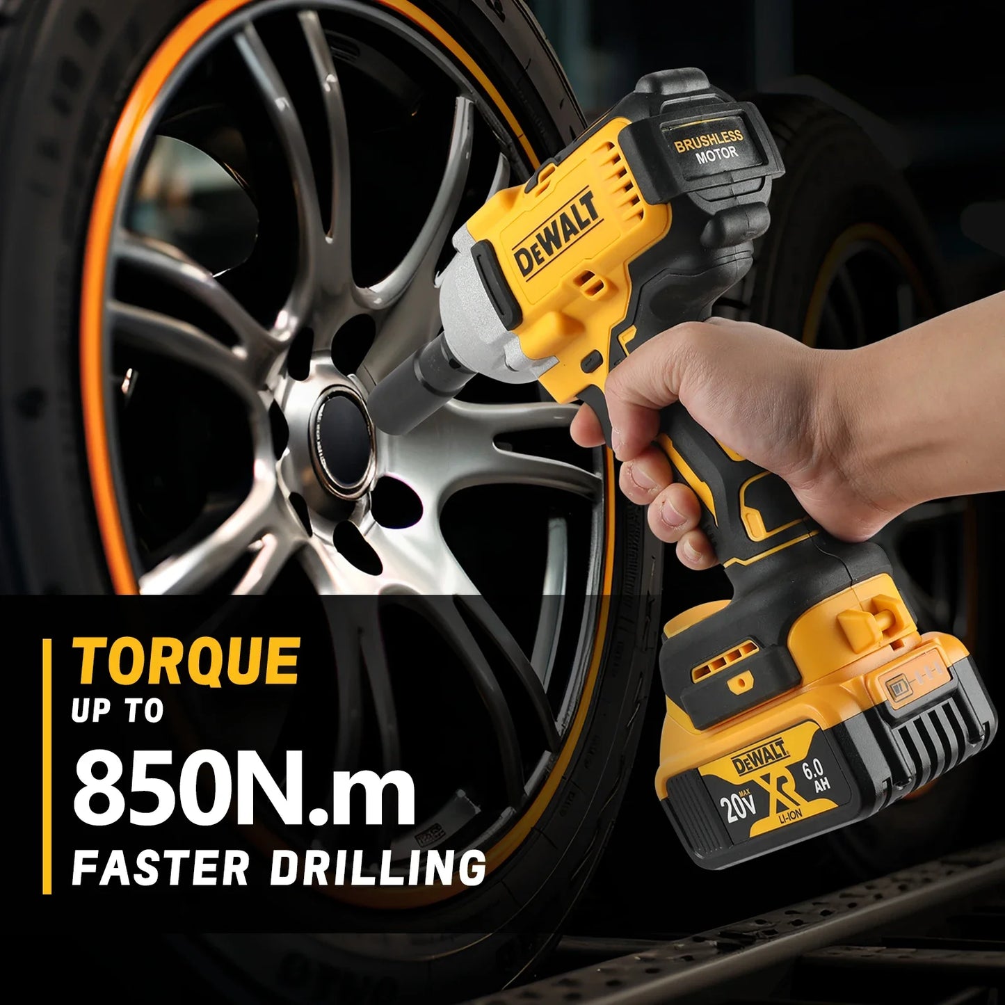 DEWALT DCF900 20V 1/2" Impact Wrench,features a brushless motor Its high torque output makes an ideal choice for tackling tough