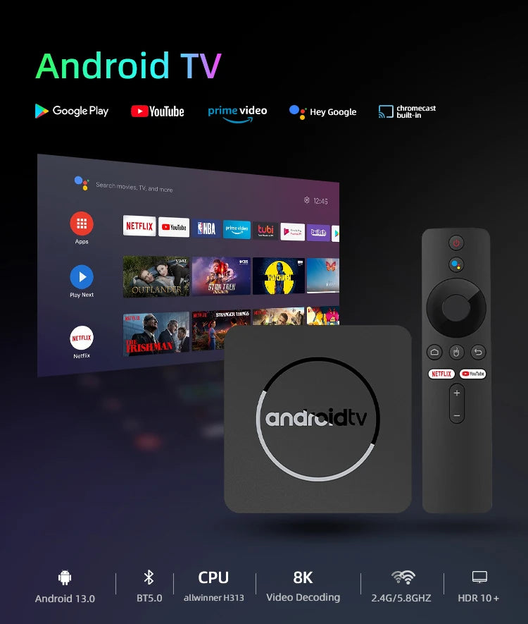 Android 13 8K Ultra HD Smart TV Box Wifi6 Fast Stable Transmission Media Player 4GB64GB Large Memory Netflix Youtube ATV MAXA13