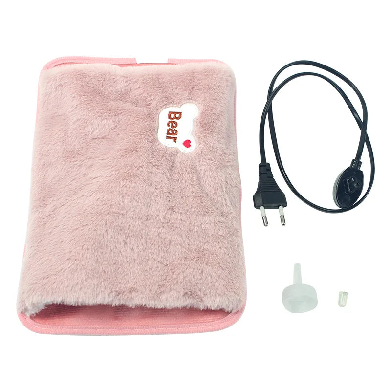 Electric Hot Water Bag Reusable Plush Hot Water Bottle EU Plug Charging Heating Water Bags Winter Warm Hand Pocket
