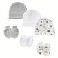 3Set/lot Newborn Baby Hat Gloves Suit Cotton Boys Girls Beanie Hats Cartoon Printed Prevent Face Infant Gloves Shower Gifts
