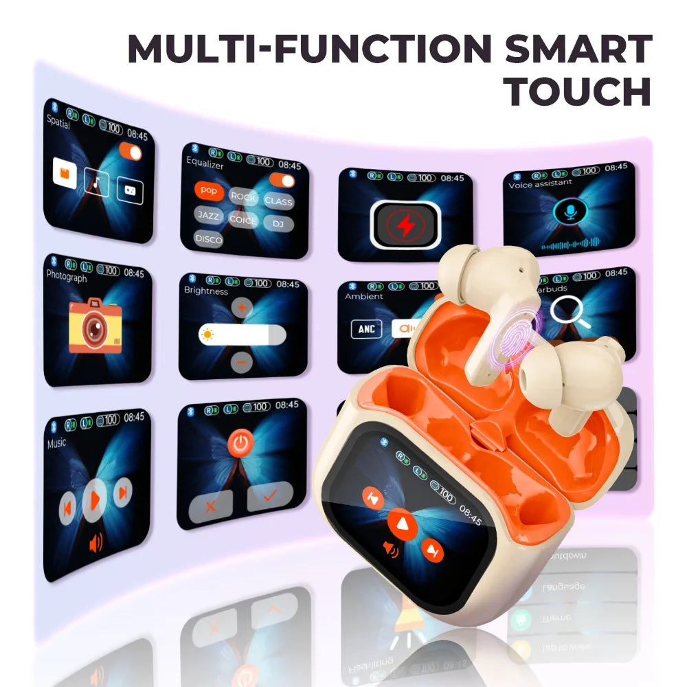 Real Time Translators Headphones with Smart Touch Screen 144 Language Translator Earbuds Noise Canceling Wireless Travel Headset