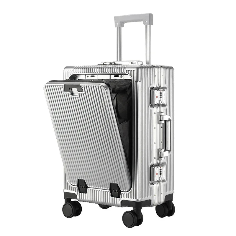KO-KU New Front Opening Travel Suitcases 20/24/26/28 inch carrier Aluminum Frame Large Capacity Luggage USB Charging TSA Lock