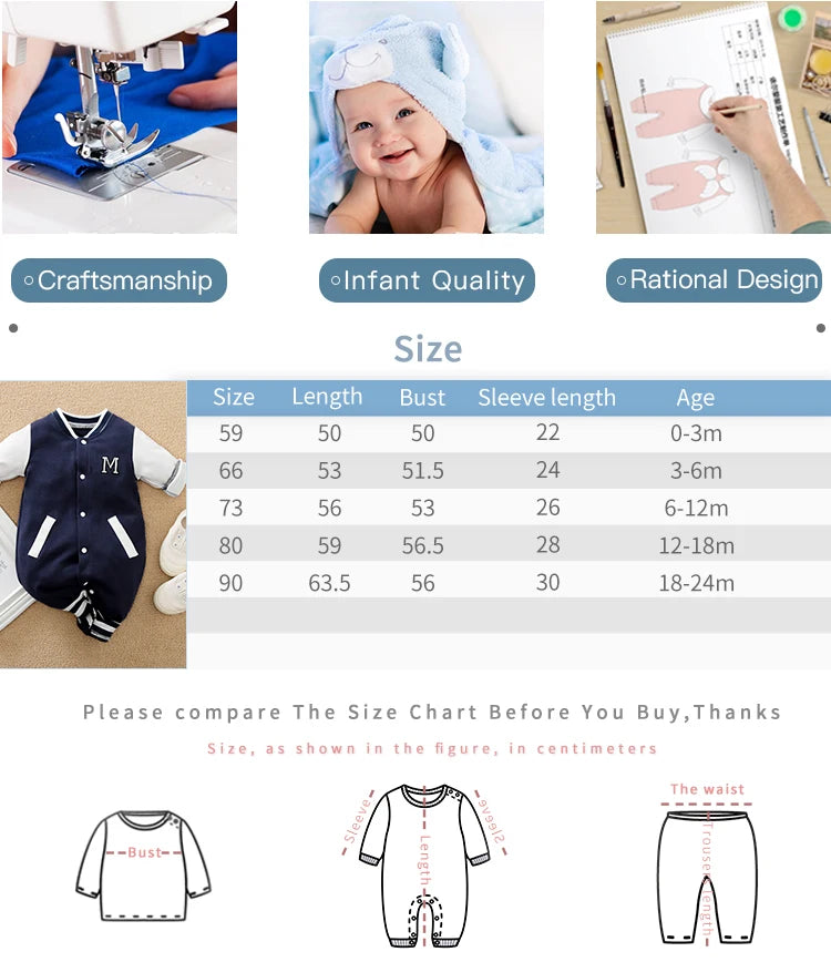Newborn Baby Baseball Clothes 0 3 6 9 12 Months Boston Cotton Long Sleeve Footies Toddler Boy Clothes Kids Jumpsuit Pyjama Bebe