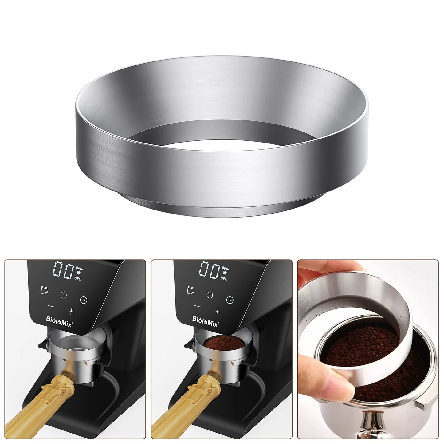 BioloMix Automatic Burr Mill Electric Coffee Grinder, featuring 30 gears for grinding espresso and American coffee, With Magneti