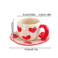 340ML Hand-painted Flower Love heart Ceramic Coffee Cup with Saucer Home Office Water Cup Breakfast Milk Juice Teacup Gift Set