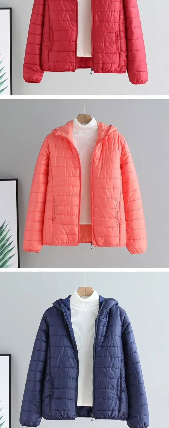 Lightweight Cotton-Padded Jacket For Women 2025 New Winter Cotton Coat Thin Loose Short Women Hooded Parkas Coat Women Outwear