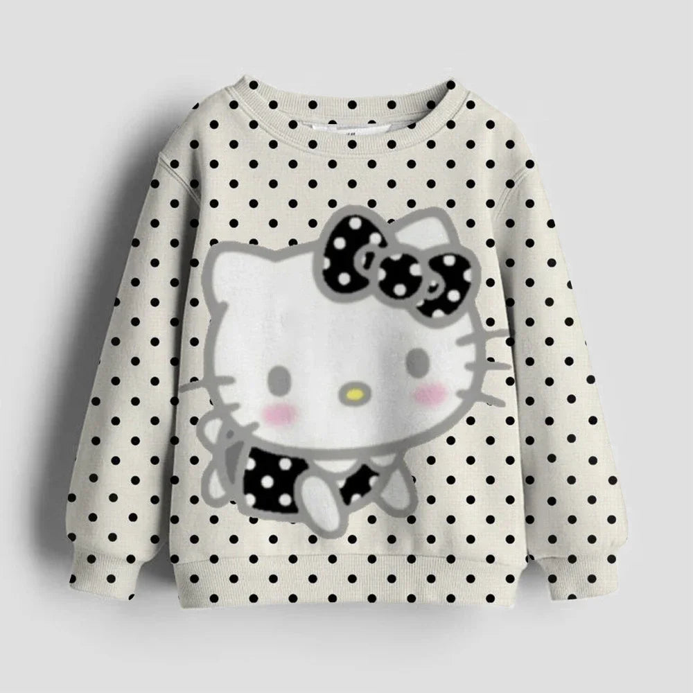 Christmas Kids Sportswear Baby Girls Hello Kitty Clothes Long Sleeve Cartoon Sweatshirt Tops Kuromi Girls Dance Team Hoodie