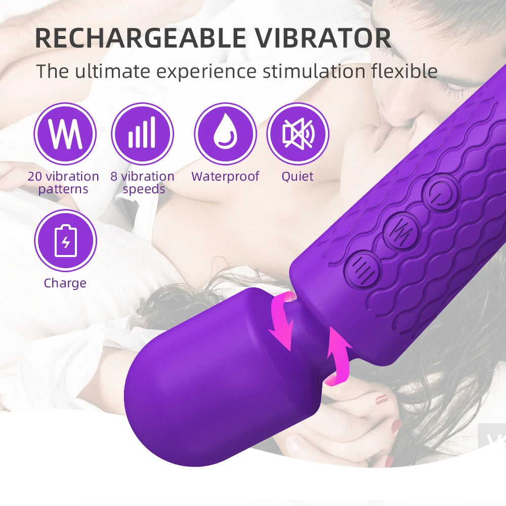 USB Rechargeable Powerful Clitoris Vibrator AV G-Spot Massager Sexual Wellness Erotic Adult Toy for Women
