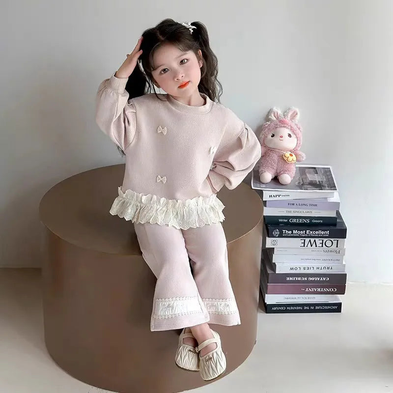Girls Fashionable Sweet Spring Autumn New Style Casual Long Sleeve Two-Piece Set Children's Clothing Baby Girl Outfit