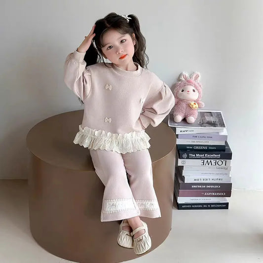 Girls Fashionable Sweet Spring Autumn New Style Casual Long Sleeve Two-Piece Set Children's Clothing Baby Girl Outfit