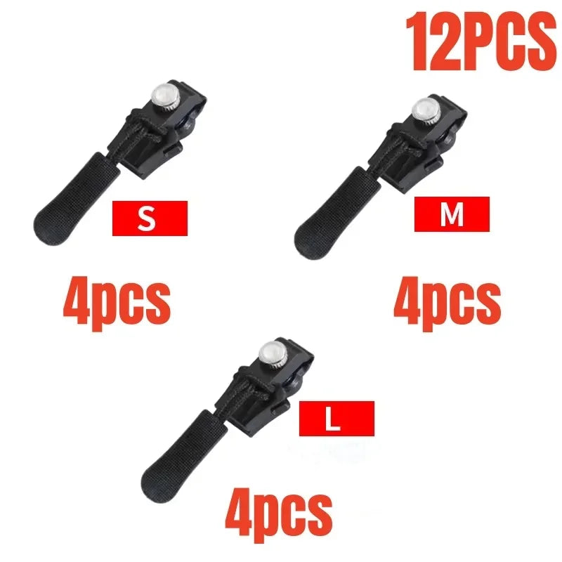 3-12PC Universal Zipper Repair Kit Quick Instant Replacement Zipper Head For Jacket Bag Coat Zippers Head DIY Sew Repair Tools