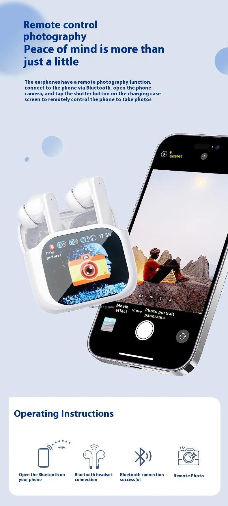 Real Time Translators Bluetooth 5.4 Headphones with Touch Screen 144 Languages Translation Earbuds Noise Cancelling Headset Gift