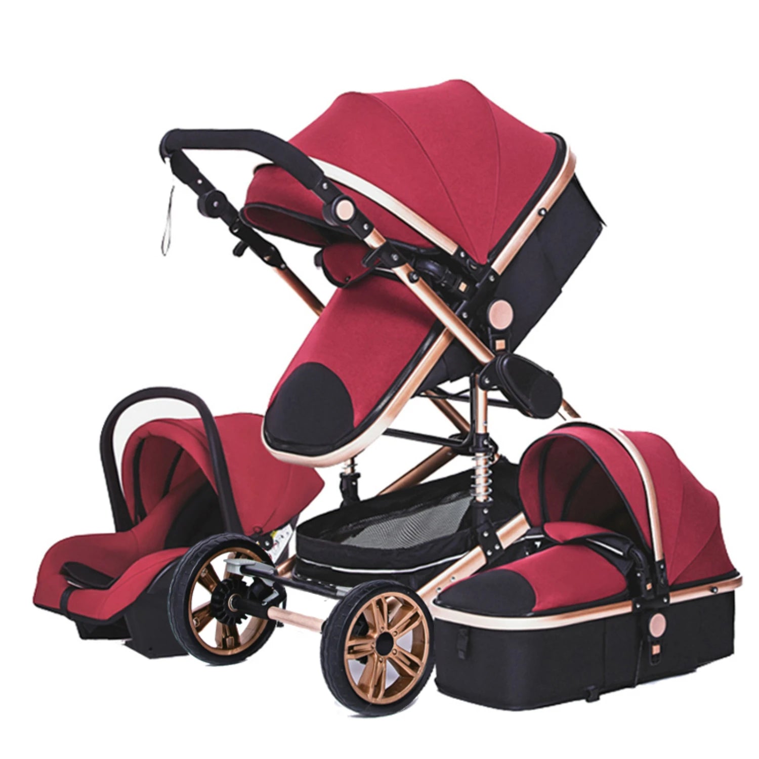Luxurious 3 in 1  Portable Travel Baby Stroller High Landscape Aluminum Frame Foldable Pram Newborn Infant Four-Wheel Carriage