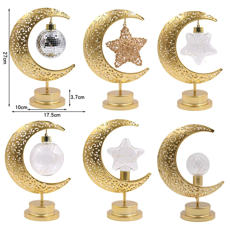 Muslim Lantern Ramadan Decorations 2026 EID Mubarak LED Festival Night Light Party Supplies Islamic Muslim Desktop Ornament