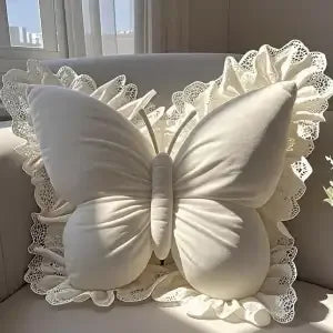 Princess Butterfly Office Pillow Ruffle Lace Living Room Bedroom Sofa Cushion Room Decor Plush Pillow Car Seat Companion Pillows