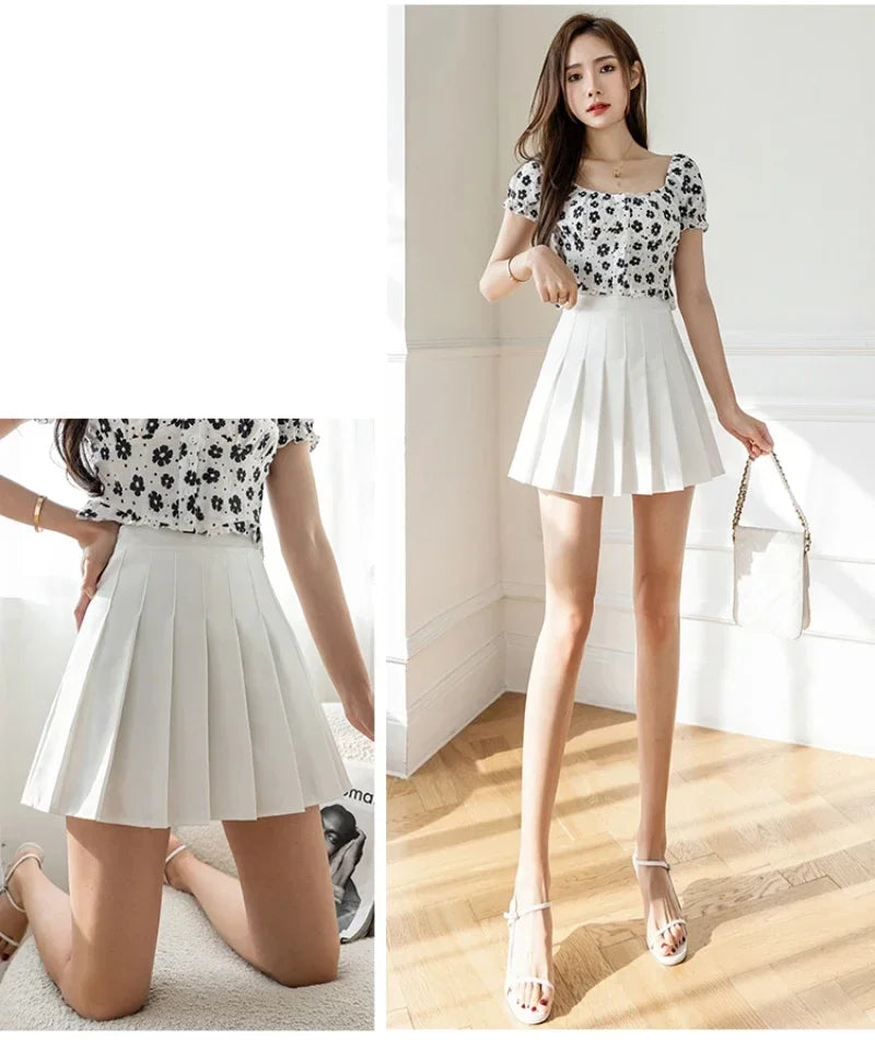 2024 Mujer Falda Blanca con Volantes: Falda de Verano de Cintura Alta con Cremallera para Estilo JK y Baile, Ropa Económica Tall