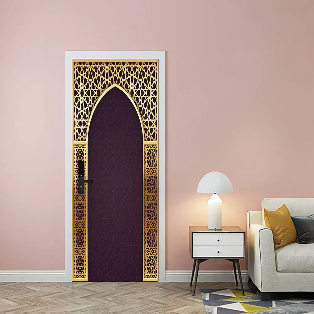 Simulation Of Gilt Leaves DIY Door Stickers Home Decoration Wall Sticker Kitchen Art Mural Peel & Stick Waterpoof PVC Wallpaper