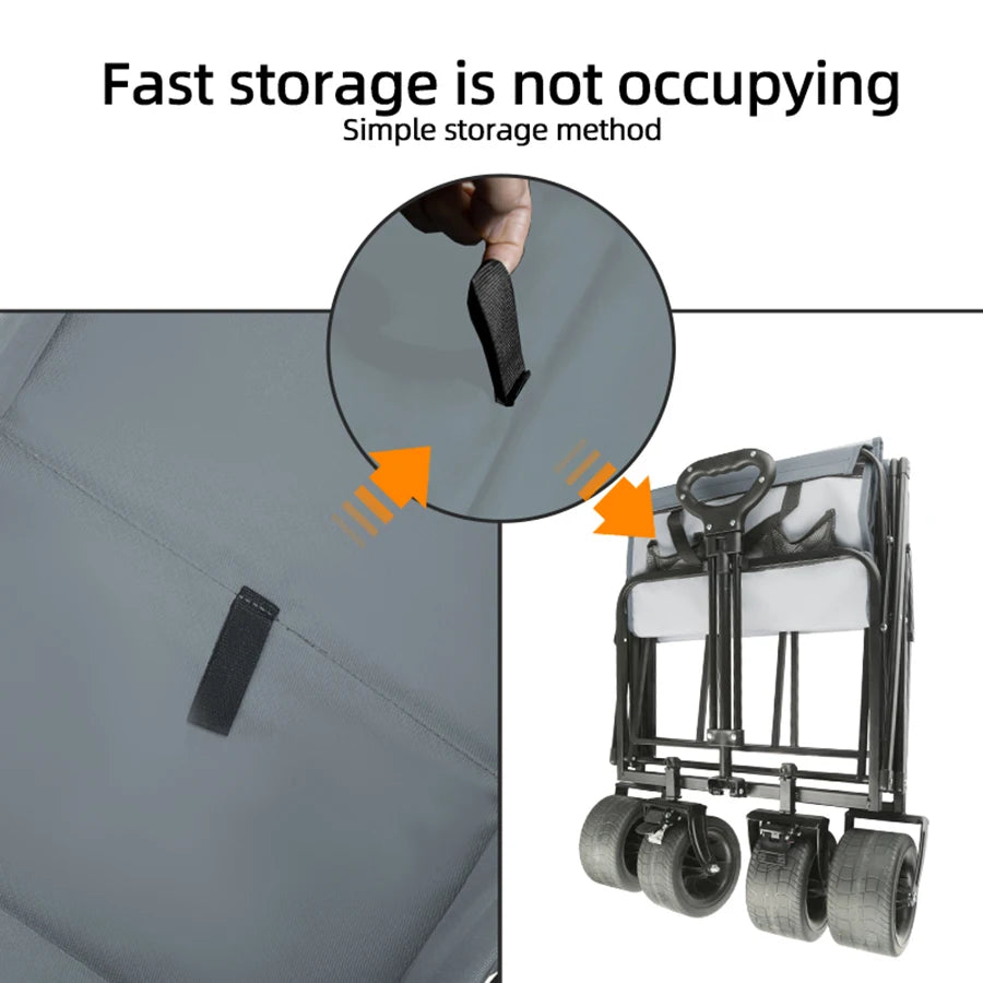 Extra Long Extender Collapsible Wagon Cart Large Weight Capacity Heavy Duty Beach Wagon Cart Outdoor Portable Camping Equipment