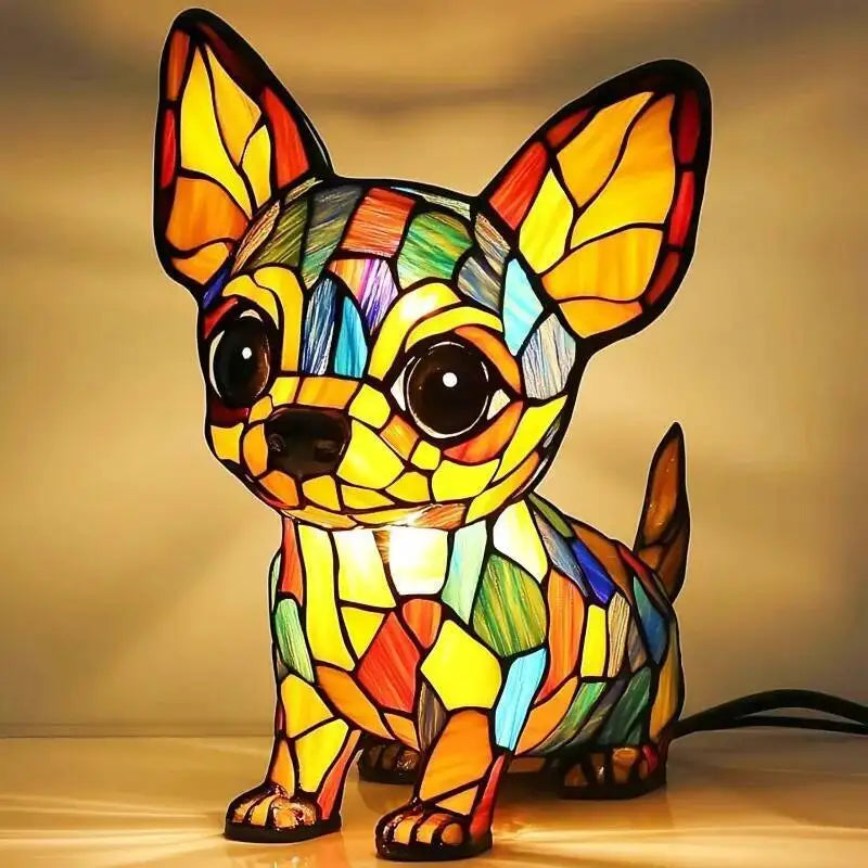 Dog Series Art Night Light Pug Lamp Stained Resin Mosaic Light Corgi Dachshund Dog Decoration Funny Gift For Pets Lover Children