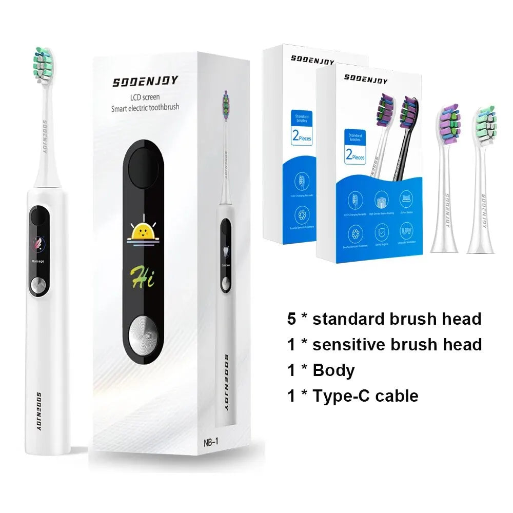 SOOENJOY Smart LCD Screen Sonic Electric Toothbrush NB-1 DIY Mode Cleaner Adult Automatic IPX7 Waterproof Teethbrush