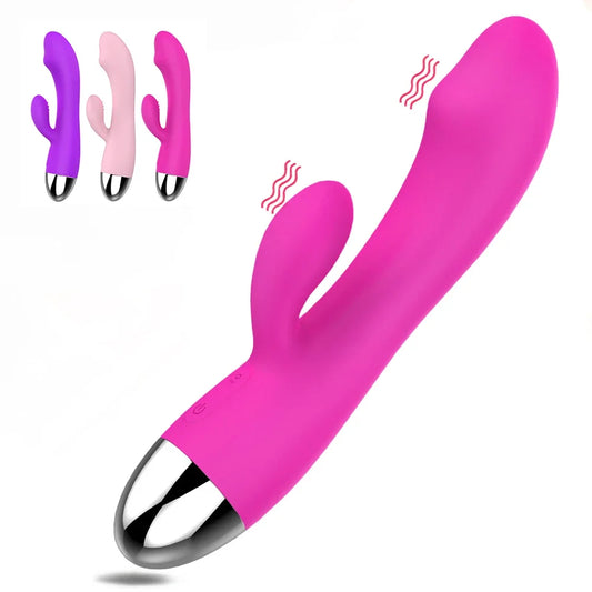Dual-Headed Multi-Speed G-Spot Vibrator for Women, Body-Safe Silicone Clitoral and Vaginal Stimulator with Ergonomic Design