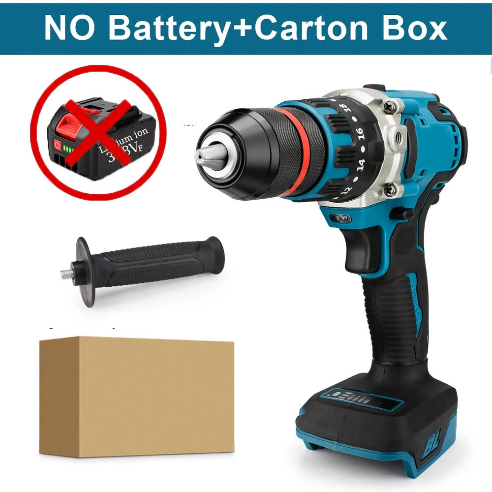 480N.M Brushless Electric Impact Drill 13mm Cordless Drill Electric Screwdriver DIY Driver Power Tool for Makita 18V Battery Pin