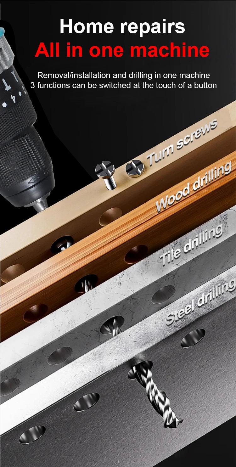 Heimerdinger Brushless Cordless Drill, 1300 In-lb(150N.m) Torque Electric Drill, 1/2" Driver-Drill,2 Variable Speed Drill