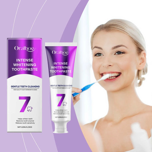 7 Day Teeth Bleaching Toothpaste Fresh Bad Breath Remove Yellow Stain Oral Hygiene Cleaning Dental Care Tool Purple Tooth Powder