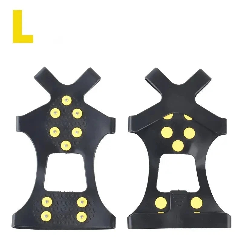 2pcs 10 Steel Studs Crampons Snow Grips Cleats for Ice and Snow Anti-Slip Rubber Traction Cleats Hiking Walking Climbing Jogging