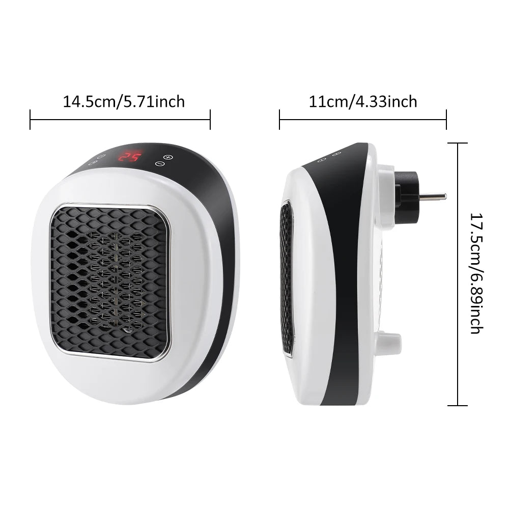 600W Portable Electric Heater Plug in Wall Space Heater Remote Wall Outlet with Timer Warmer Machine Fast Warming Room Heater